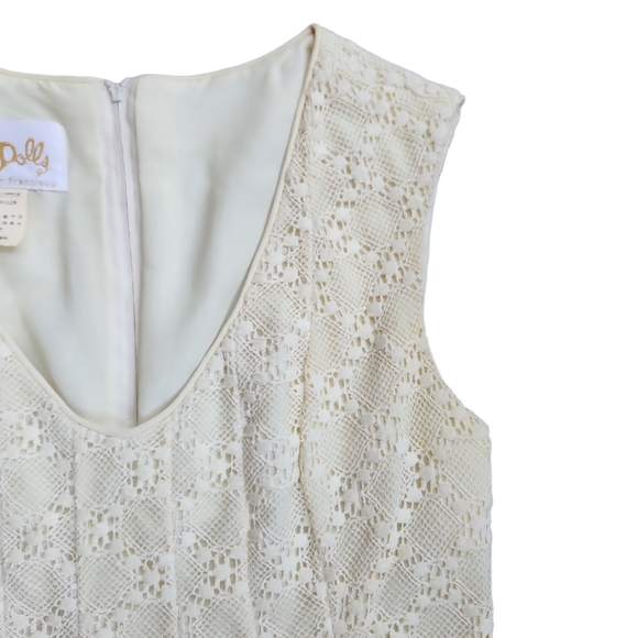 Vintage Rae Rag Dolls Women's 7 (0-2 xs) Pleated Mini Lace Lined Dress 70s? - Picture 15 of 16